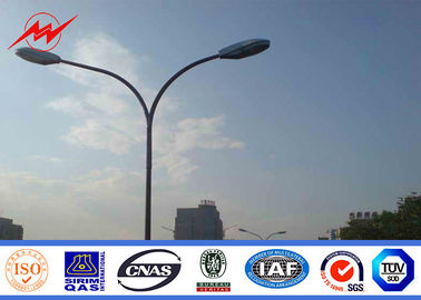 China 8 M Hot Dip Galvanized Q345 Street Light Poles Outdoor With Double Arm supplier