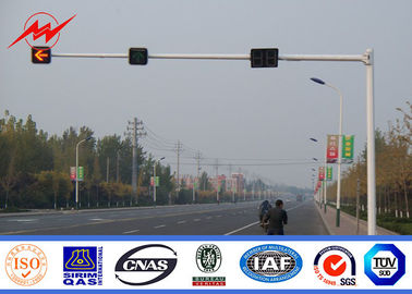 China 7M Traffic Light Pole Gr65 4m / 6m Galvanized Road Light Poles With 9M Bracket supplier