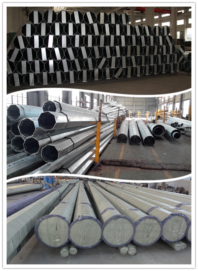 Conical / Polygonal 110KV Galvanized Steel Poles For Electric Transmission Line 1