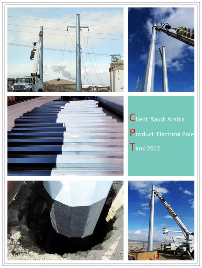 Economical Bitumen Galvanized Steel Pole For 132kv Overhead Line 0