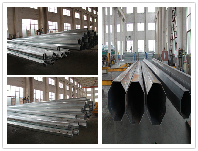 Hot Dip Galvanized Steel Power Pole / Electrical Line Pole 5-300KM/H 0