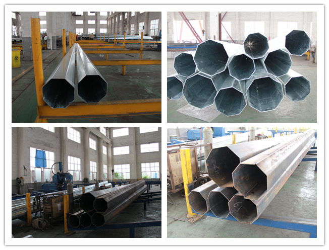 Tapered  Polygonal Electrical Power Pole For Distribution Line , Steel Transmission Pole 1