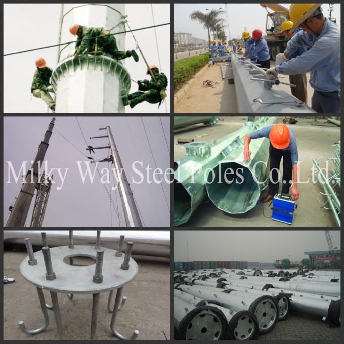 Multi Sided Galvanized Steel Utility Distribution Power Poles For Electrical Project 1