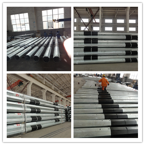 69KV 8KN 15M Two Sections Octagonal Galvanized Steel Pole Steel Transmission Poles 0