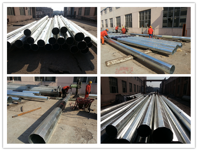 30FT IP65 Steel Transmission Poles / Galvanized Light Pole With 3mm Thickness 0
