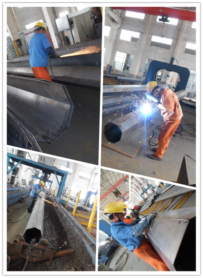 Monopole Power Distribution Conical Hot Dip Galvanized Steel Pole For Distribution 0
