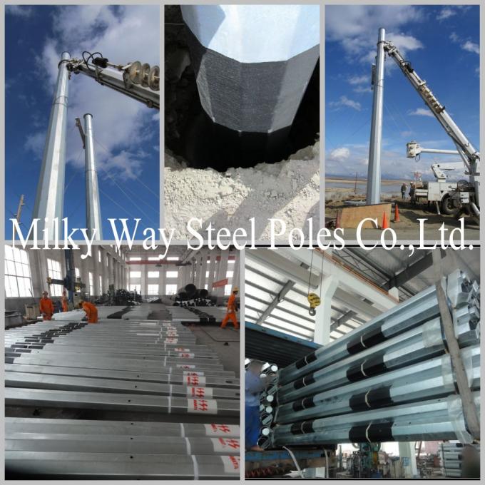 Monopole Power Distribution Conical Hot Dip Galvanized Steel Pole For Distribution 1
