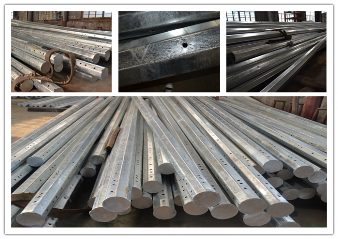 Electric Power Transmission And Distribution Galvanized Steel Poles 10~550KV Rated Voltage 0