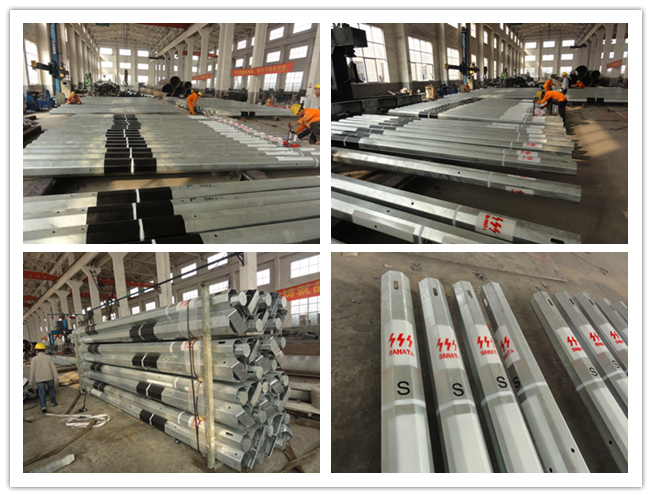 Galvanized Electrical Utility Steel Power Pole For 69kv Outside Distribution Line 0