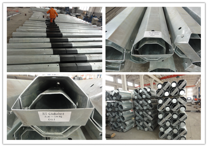 15M 1200 Dan Steel Power Pole , Tubular Steel Pole With Galvanization Surface Treatment 1