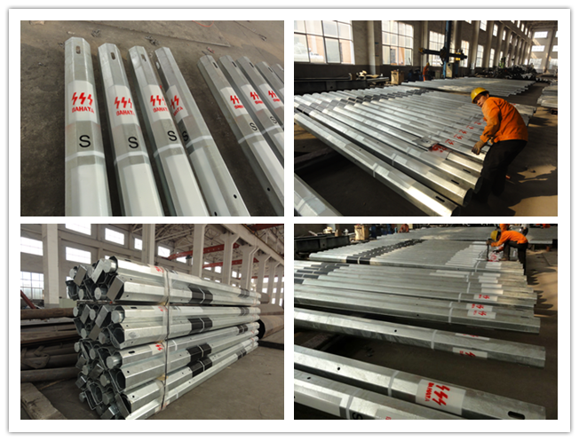 Electricity Metal Utility Poles , Galvanized Steel Pole For Power Transmission Line 1