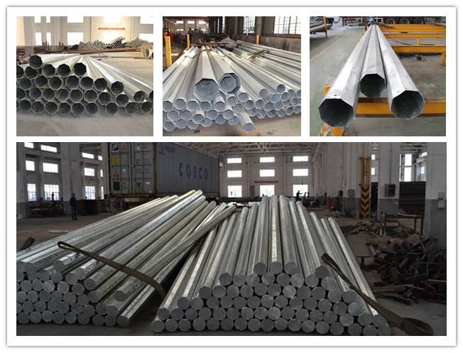 Electrical Steel Tubular Pole , Metal Utility Poles For 132kv Distribution Line Project 1
