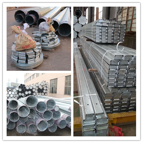 Q345 Material Outside Galvanized Steel Power Pole 1.0 Safety Factor 8 M 500Dan 2