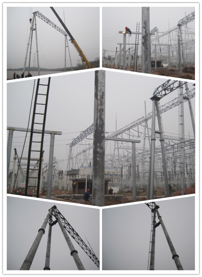 Distribution Line 69kv 60ft 80ft Steel Power Pole Breaking Load 1000kgs 2