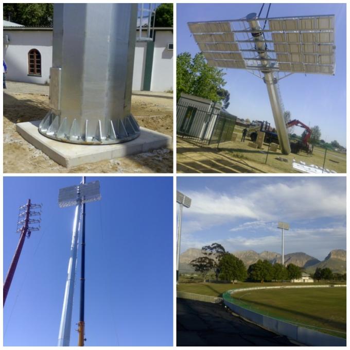 40M 60 nos LED Lights Galvanized High Mast Sports Light Tower With Round Lantern Carriage 0