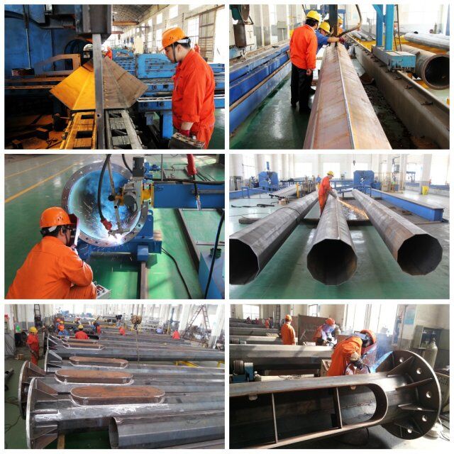 Octagonal 20ft - 90ft Steel Tubular Pole For 69kv Power Distribution Transmission Line 2