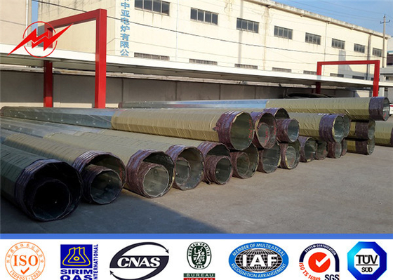 Electrical Transmission Line Galvanized Steel Pole 12m Towers Round Single Arm