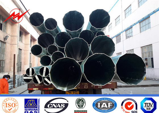 Electrical Transmission Line Galvanized Steel Pole 12m Towers Round Single Arm