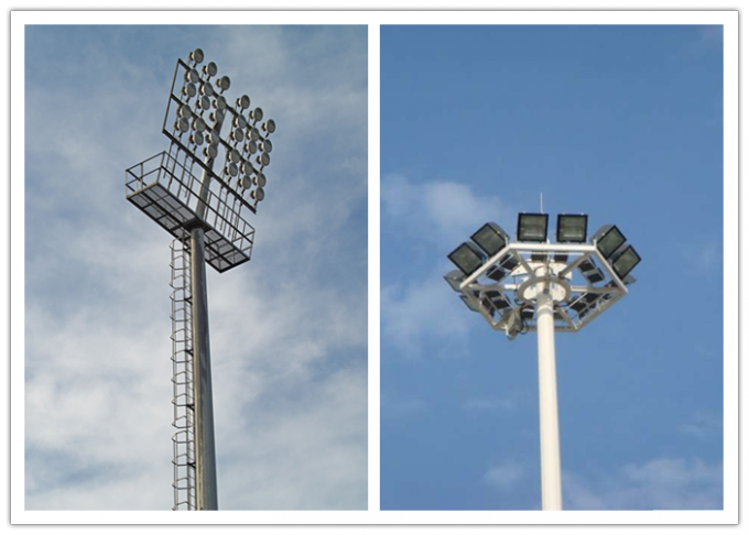 40m polygonal high mast pole sports center lighting with winch 1