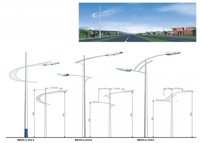 Hot Dip Galvanized Street Light Poles With Single Arm Highway 8m Steel Poles 0