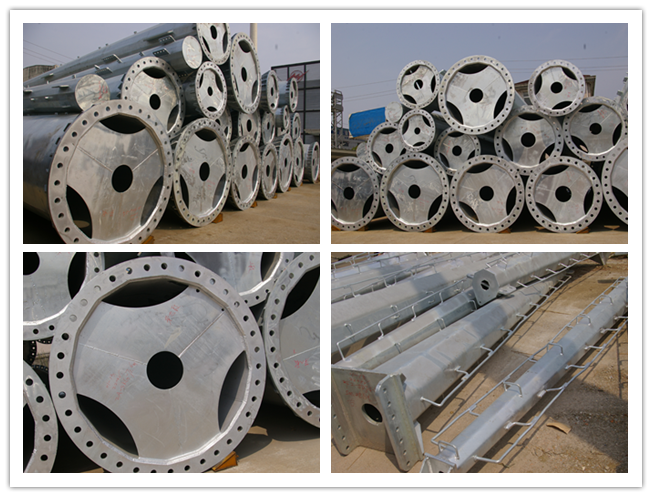 11m Height Power Transmission Poles / Hot Dip Galvanized Steel Pole With Bitumen 1