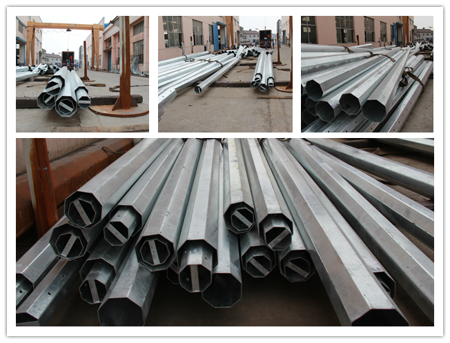 Electricity Distribution 12m Tubular Steel Power Pole For Transmission Line Project